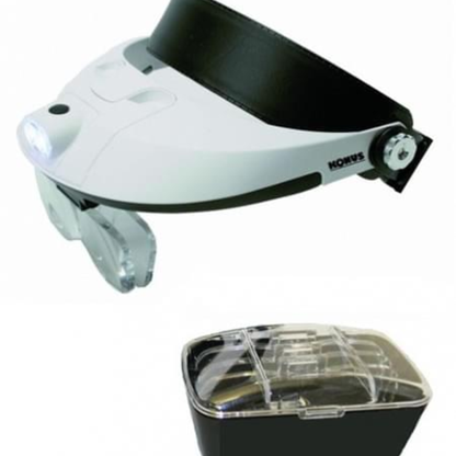 Lupa con diadema con lentes intercambiables y luz