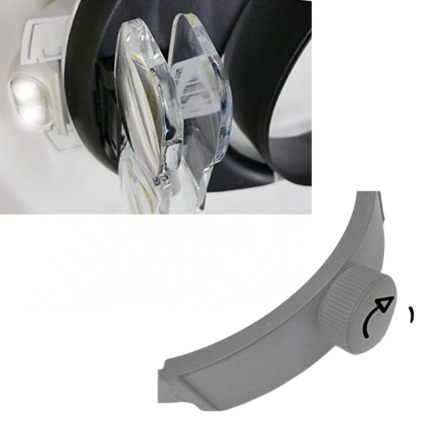 Lupa con diadema con lentes intercambiables y luz