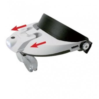 Lupa con diadema con lentes intercambiables y luz