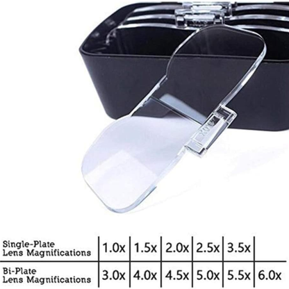 Lupa con diadema con lentes intercambiables y luz